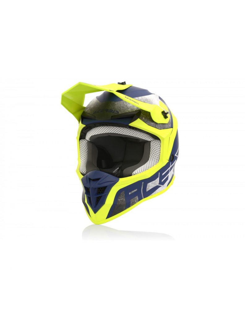 Casco Motocross Acerbis Linear Amarillo Azul y Negro