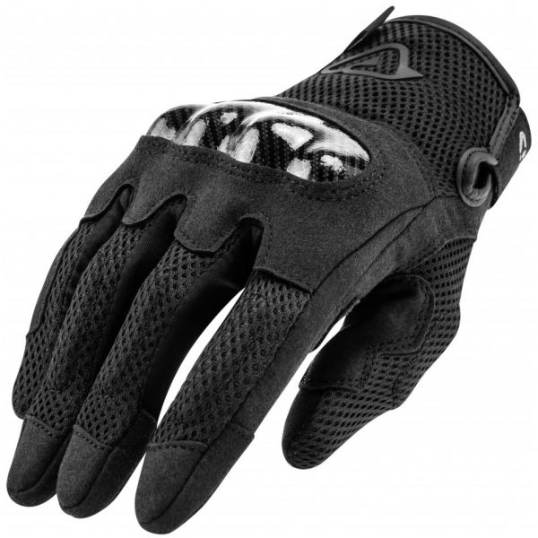 Guantes Verano Acerbis Ramsey My Vented CE Black. Color negro. Hombre y mujer. Protecciones ABS Carbon Look en los nudillos. Doble refuerzo en la palma para mayor resistencia a la abrasión. Refuerzos acolchados en los dedos. Full Gas Motor. Mejorada del Campo. Madrid