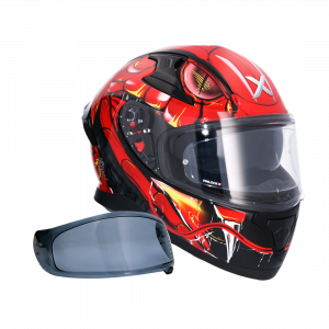 AXOR HELMETS Casco Integral APEX VENOMOUS DV Negro y Rojo
