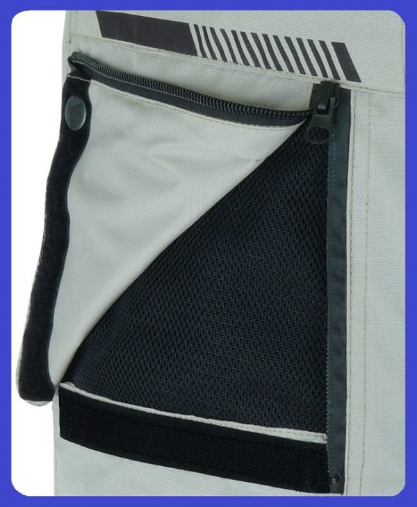 Pantalón moto hombre, cuatro estacione, invierno y verano, color gris, negro, azul, rojo, flúor. Impermeable, protecciones homologadas. Pantalón moto Kangroute Oceano en Full Gas Motor. Mejorada del Campo. Madrid