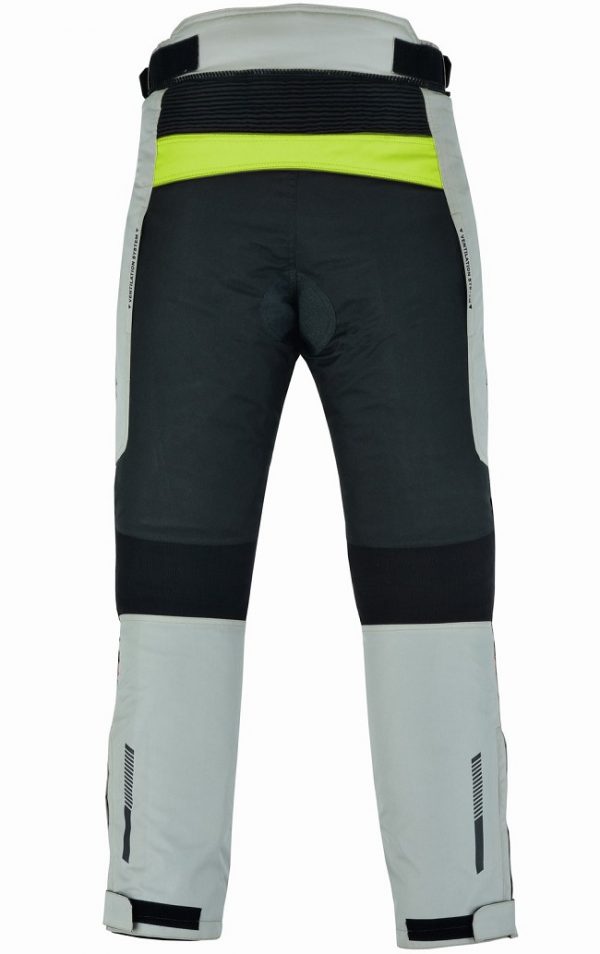 Pantalón moto hombre, cuatro estacione, invierno y verano, color gris, negro, azul, rojo, flúor. Impermeable, protecciones homologadas. Pantalón moto Kangroute Oceano en Full Gas Motor. Mejorada del Campo. Madrid