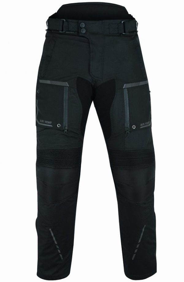 Pantalón moto hombre, cuatro estacione, invierno y verano, color gris, negro, azul, rojo, flúor. Impermeable, protecciones homologadas. Pantalón moto Kangroute Oceano en Full Gas Motor. Mejorada del Campo. Madrid