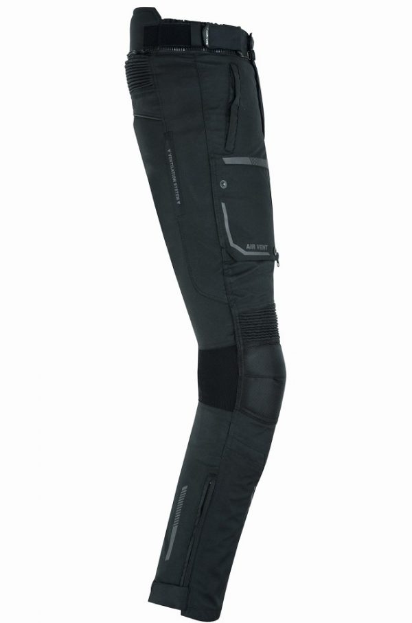 Pantalón moto hombre, cuatro estacione, invierno y verano, color gris, negro, azul, rojo, flúor. Impermeable, protecciones homologadas. Pantalón moto Kangroute Oceano en Full Gas Motor. Mejorada del Campo. Madrid