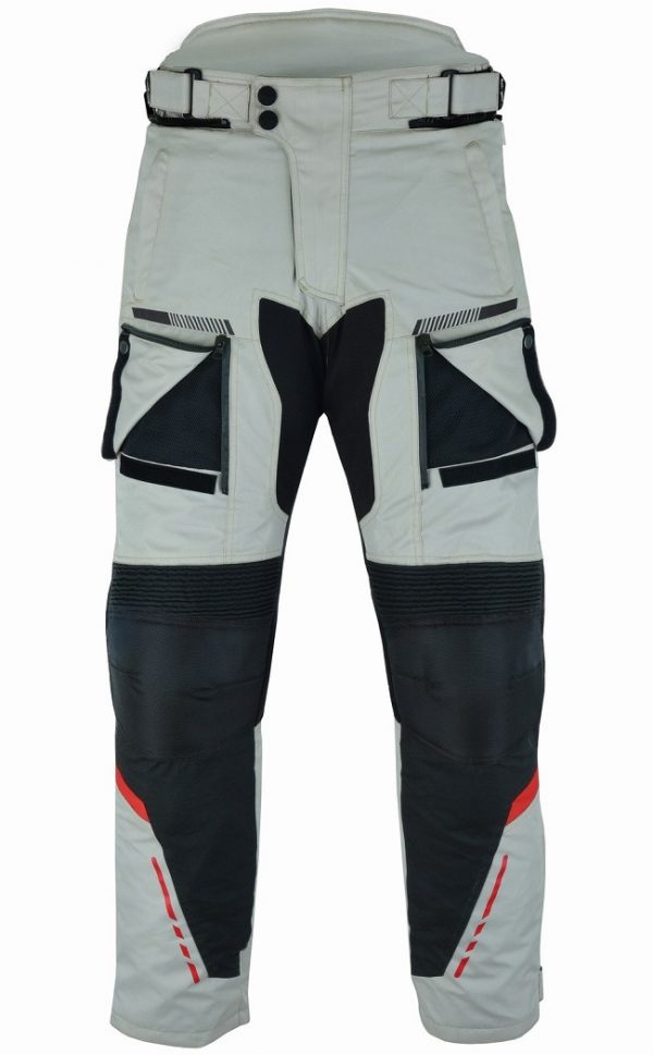 Pantalón moto hombre, cuatro estacione, invierno y verano, color gris, negro, azul, rojo, flúor. Impermeable, protecciones homologadas. Pantalón moto Kangroute Oceano en Full Gas Motor. Mejorada del Campo. Madrid
