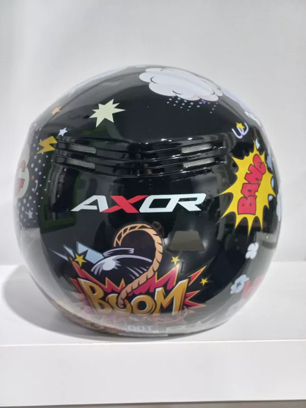 Casco moto Shiro Kioto Boom. Casco moto jet con diseño original para hombre, mujer, niño o niña. Ideal como regalo. Color negro o blanco. Tallas YM, YL, XS, X, M, L, XL