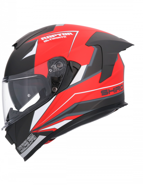 Casco integral hombre y mujer Shiro Raptor Ultimate negro y rojo acabado mate. Casco Full Face con gafa solar interior y homologación 22.06 en Full Gas Motor. Mejorada del Campo. Madrid