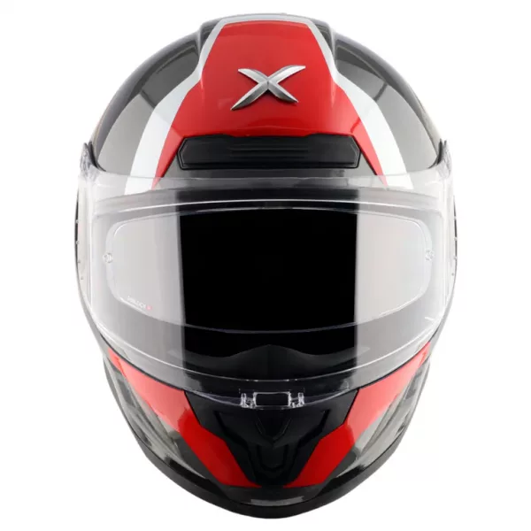 Casco moto integral Axor Saber Spark original para hombre y mujer con pinlock, color gris, rojo y blanco perla, alerón trasero. Envío gratis en España. Casco Axor al mejor precio en Full Gas Motor. Mejorada del Campo. Madrid