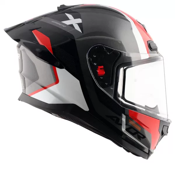 Casco moto integral Axor Saber Spark original para hombre y mujer con pinlock, color gris, rojo y blanco perla, alerón trasero. Envío gratis en España. Casco Axor al mejor precio en Full Gas Motor. Mejorada del Campo. Madrid