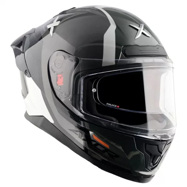 Casco moto integral Axor Saber Spark original para hombre y mujer con pinlock, color gris y blanco perla, alerón trasero. Envío gratis en España. Casco Axor al mejor precio en Full Gas Motor. Mejorada del Campo. Madrid