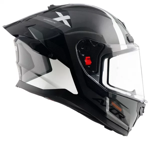 Casco moto integral Axor Saber Spark original para hombre y mujer con pinlock, color gris y blanco perla, alerón trasero. Envío gratis en España. Casco Axor al mejor precio en Full Gas Motor. Mejorada del Campo. Madrid