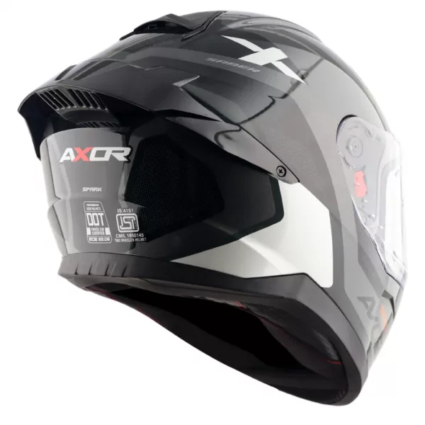 Casco moto integral Axor Saber Spark original para hombre y mujer con pinlock, color gris y blanco perla, alerón trasero. Envío gratis en España. Casco Axor al mejor precio en Full Gas Motor. Mejorada del Campo. Madrid
