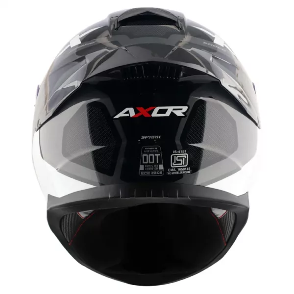 Casco moto integral Axor Saber Spark original para hombre y mujer con pinlock, color gris y blanco perla, alerón trasero. Envío gratis en España. Casco Axor al mejor precio en Full Gas Motor. Mejorada del Campo. Madrid