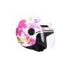 Casco jet barato para hombre, mujer, niño o niña color blanco con flores rosas. Full Gas Motor Mejorada del Campo. Madrid
