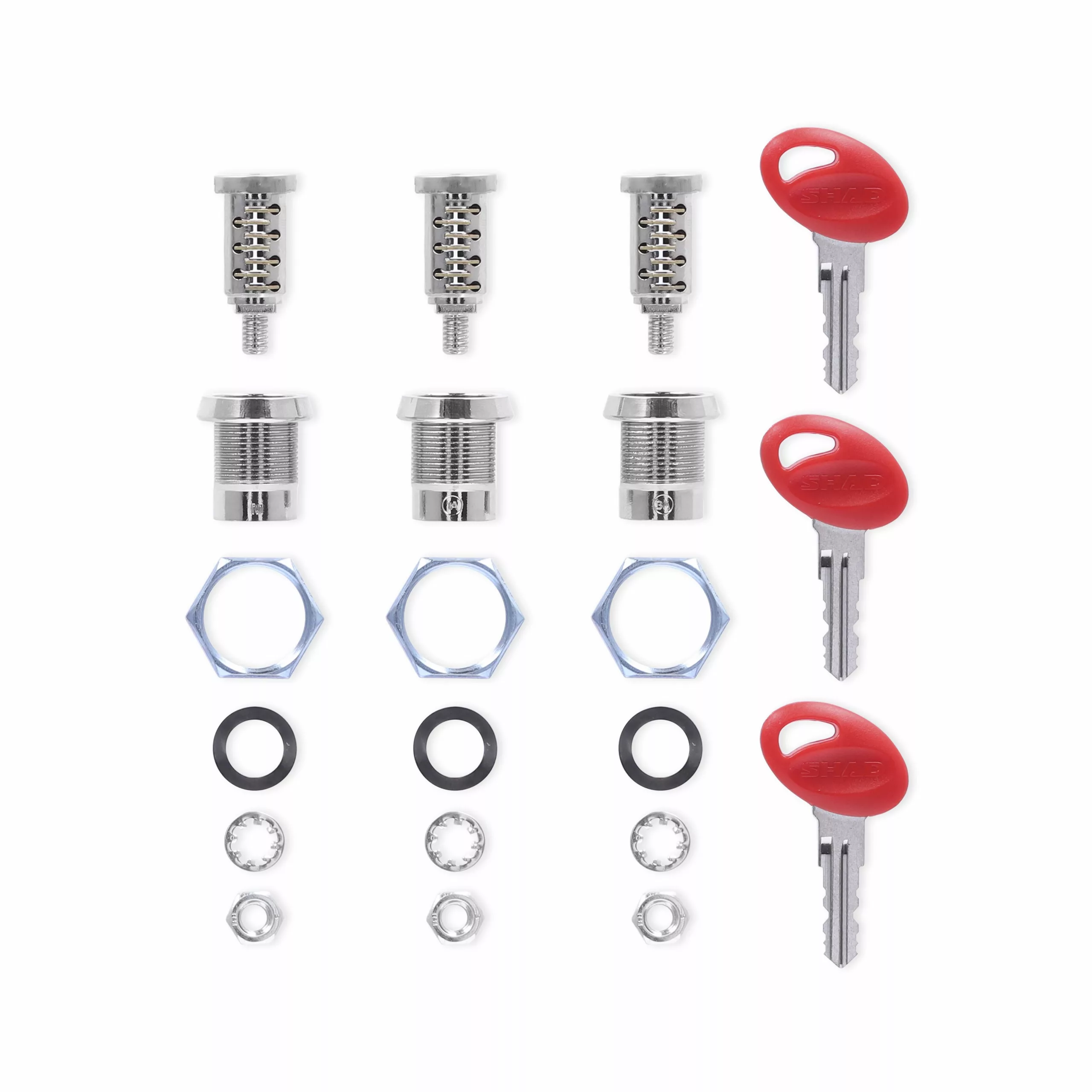KIT DE LLAVES + 3 BOMBINES DE LLAVE ROJA. Compatible con Maleta motos laterales SAHD SH23 negro negro D0B23 y Maleta motos Laterales SHAD SH23 Alu Look D0B23200
