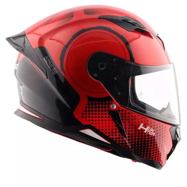 Casco moto integral barato color rojo negro brillo nuevo a estrenar con alerón trasero. Oferta venta en Full Gas Motor. Mejorada del Campo. Madrid. Estamos en el Corredor del Henares, cerca de Coslada, Arganda del Rey, Velilla de San Antonio, Rivas Vaciamadrid, San Fernando de Henares, Torrejón, Alcalá...