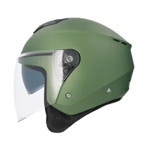 Casco jet Shiro Ibiza Monocolor, un casco de moto ligero, cómodo y práctico, ideal para uso urbano. Disponible en negro, verde y azul mate, incorpora visor solar interior, cierre micrométrico y diseño compacto. Perfecto para hombre y mujer que buscan comodidad y facilidad de uso en el día a día. Full Gas Motor. Mejorada del Campo. Madrid