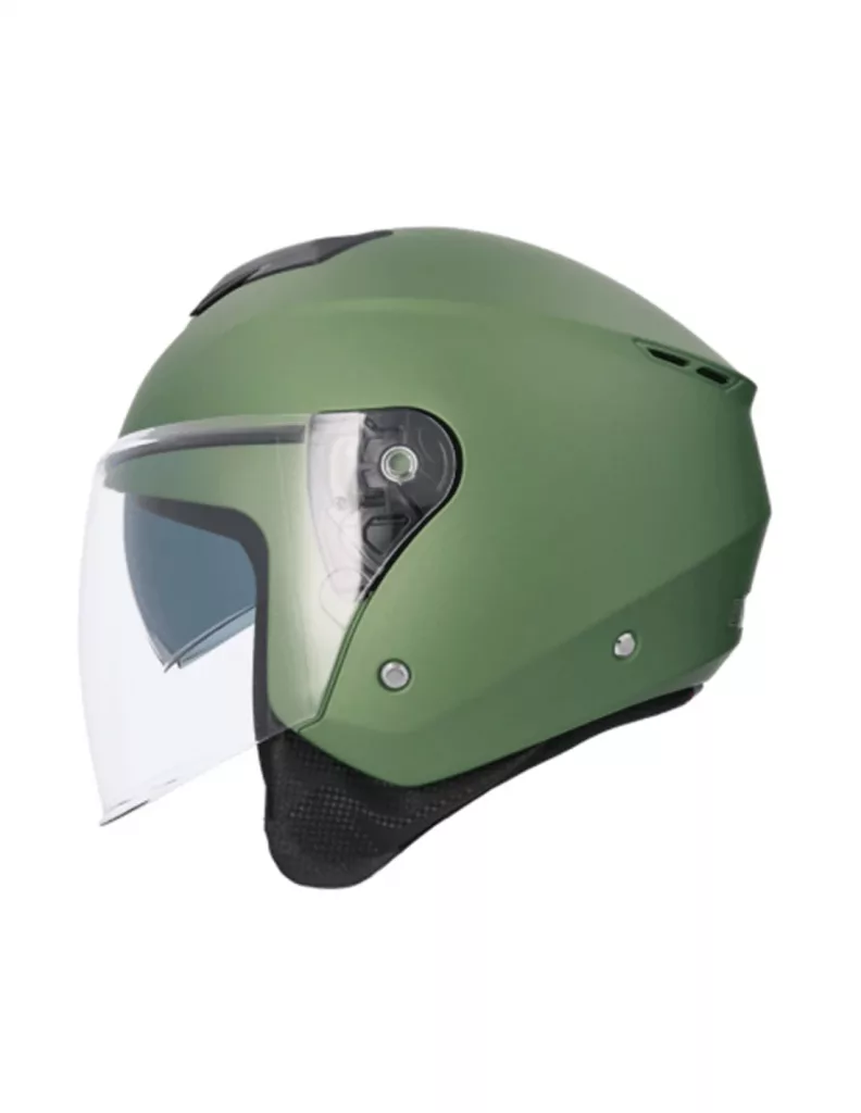 Casco jet Shiro Ibiza Monocolor, un casco de moto ligero, cómodo y práctico, ideal para uso urbano. Disponible en negro, verde y azul mate, incorpora visor solar interior, cierre micrométrico y diseño compacto. Perfecto para hombre y mujer que buscan comodidad y facilidad de uso en el día a día. Full Gas Motor. Mejorada del Campo. Madrid