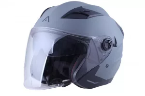 Casco moto jet barato con pantalla y gafa solar, homologado ECE 22.06 para hombre y mujer color gris mate. Full Gas Motor. Mejorada del Campo. Madrid