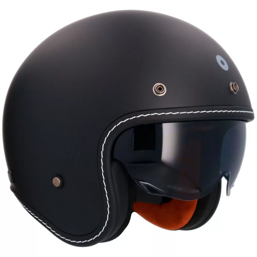 Casco jet Axor (Shiro) Dallas. Estilo retro sin pantalla y con gafa solar. Homologación ECE 22.06 para hombre y mujer. Oferta en Full Gas Motor. Mejorada del Campo. Madrid